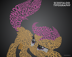 Size: 1400x1100 | Tagged: safe, artist:thundy-r, scootaloo, g4, female, raised tail, solo, tail, typography