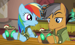 Size: 1183x724 | Tagged: safe, screencap, quibble pants, rainbow dash, pony, g4, stranger than fan fiction, animated, drinking, loop, sipping, straw