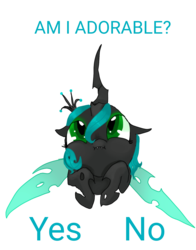 Size: 1188x1518 | Tagged: safe, artist:nuttypanutdy, queen chrysalis, g4, :i, bronybait, cute, cutealis, fangs, female, floppy ears, frown, looking up, no, prone, puffy cheeks, question, simple background, solo, transparent background, yes