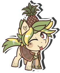Size: 455x549 | Tagged: safe, artist:kyaokay, oc, oc only, oc:pirro, food, pineapple, tongue out