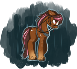Size: 817x725 | Tagged: safe, artist:kyaokay, oc, oc only, bridle, crying, sad