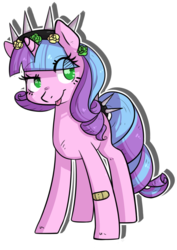 Size: 755x1066 | Tagged: safe, artist:kyaokay, oc, oc only, oc:ivy lush, bandaid, floral head wreath, simple background, tongue out, transparent background, wreath