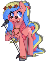 Size: 557x750 | Tagged: safe, artist:kyaokay, oc, oc only, oc:flower child, hippie, microphone, peace symbol, simple background, singing, transparent background, unshorn fetlocks