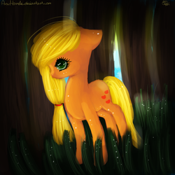 Size: 1000x1000 | Tagged: safe, artist:anuhanele, applejack, g4, female, hatless, missing accessory, solo