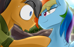 Size: 1700x1080 | Tagged: safe, artist:phuocthiencreation, quibble pants, rainbow dash, g4, stranger than fan fiction, faic, scene interpretation, smug, smugdash