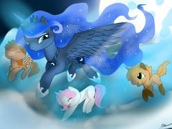 Size: 1600x1200 | Tagged: safe, artist:nuttypanutdy, princess luna, oc, oc:gari, oc:moondancer, oc:spirit, pony, children of the night, g4