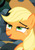 Size: 346x500 | Tagged: safe, screencap, applejack, pony, g4, my little pony: friendship is magic, season 3, spike at your service, female, mare, offscreen character, open mouth, out of context, pleasure, smiling, solo