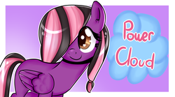 Size: 1118x622 | Tagged: safe, artist:foxxy00candy, oc, oc only, oc:power cloud, pony, solo