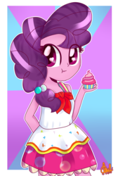 Size: 2168x3220 | Tagged: safe, artist:foxxy00candy, sugar belle, equestria girls, g4, cupcake, equestria girls-ified, female, food, high res, solo
