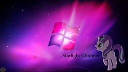 Size: 1920x1080 | Tagged: safe, artist:pablomen13, starlight glimmer, g4, effects, equal cutie mark, microsoft windows, pose, space, vector, wallpaper, windows 7