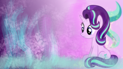 Size: 1920x1080 | Tagged: safe, artist:illumnious, artist:pigeon2qwerty4u, starlight glimmer, pony, unicorn, g4, cutie mark, effects, female, mare, simple, sitting, solo, vector, wallpaper