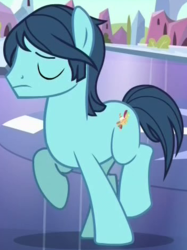 Size: 350x468 | Tagged: safe, screencap, lonely hearts, earth pony, pony, g4, party pooped, background pony, cutie mark, eyes closed, male, paul mccartney, ponified, solo, stallion