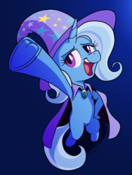 Size: 750x1000 | Tagged: safe, artist:tehflah, trixie, pony, g4, bipedal, female, open mouth, solo, underhoof