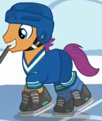Size: 358x425 | Tagged: safe, screencap, forecheck, earth pony, pony, g4, tanks for the memories, background pony, cropped, hockey, male, solo, stallion