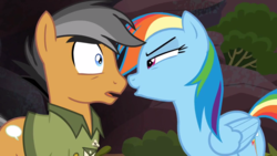 Size: 1600x900 | Tagged: safe, screencap, quibble pants, rainbow dash, pony, g4, stranger than fan fiction, out of context, shipping fuel