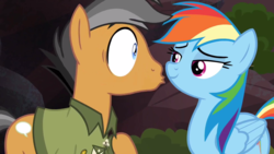 Size: 1600x900 | Tagged: safe, screencap, quibble pants, rainbow dash, pony, g4, stranger than fan fiction, faic, out of context, shipping fuel, smug, smugdash