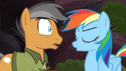 Size: 480x270 | Tagged: safe, screencap, quibble pants, rainbow dash, pony, g4, stranger than fan fiction, animated, kissy face, loop