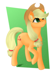 Size: 2016x2728 | Tagged: safe, artist:speed-chaser, applejack, g4, ear fluff, female, high res, signature, simple background, solo, transparent background