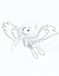 Size: 1700x2200 | Tagged: safe, artist:luno, fluttershy, g4, drawing, female, flying, solo