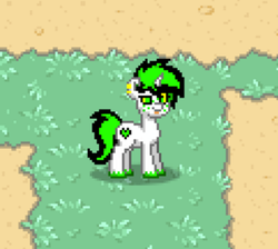 Size: 724x649 | Tagged: safe, derpibooru exclusive, oc, oc only, oc:emerald gloom, pony, unicorn, pony town, cutie mark, ear piercing, freckles, green eyes, piercing, tongue out