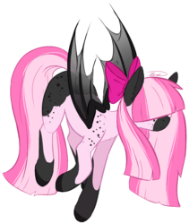 Size: 1056x1250 | Tagged: safe, artist:doekitty, oc, oc only, oc:pink dreams, bat pony, pony, hair bow, solo