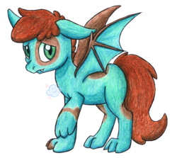 Size: 1024x915 | Tagged: safe, artist:gummysky, oc, oc only, oc:scales, bat pony, dracony, hybrid, pony, colt, male, shy, solo