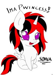 Size: 752x1063 | Tagged: safe, artist:emerald tear, oc, oc only, oc:thedoctorsora, alicorn, pony, chibi, cute, solo, text