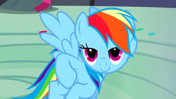 Size: 1280x720 | Tagged: safe, screencap, rainbow dash, pony, g4, newbie dash, female, lidded eyes, mare, solo