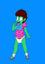 Size: 2472x3508 | Tagged: safe, artist:darrenaintgradually, artist:northern haste, oc, oc only, oc:northern haste, equestria girls, g4, colored, crossdressing, diaper, equestria girls-ified, high res, non-baby in diaper, pacifier, solo