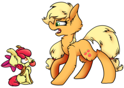 Size: 11447x8127 | Tagged: safe, artist:cutepencilcase, apple bloom, applejack, bat pony, earth pony, pony, g4, absurd resolution, apple, bat ponified, bloombat, duo, duo female, female, fluffy, food, mouth hold, race swap, simple background, transparent background