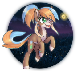 Size: 1214x1121 | Tagged: safe, artist:doekitty, oc, oc only, oc:lyra stormflight, cat pony, original species, night, solo