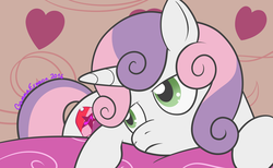 Size: 1950x1200 | Tagged: safe, artist:gammaespeon, sweetie belle, g4, bored, cutie mark, female, solo, the cmc's cutie marks