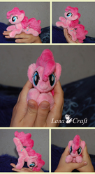 Size: 2493x4585 | Tagged: safe, artist:lanacraft, pinkie pie, g4, beanie (plushie), irl, kitten sized, photo, plushie