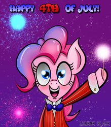 Size: 1400x1600 | Tagged: safe, artist:lennonblack, pinkie pie, g4, 4th of july, american independence day, female, fireworks, independence day, misspelling, solo