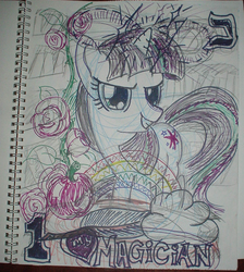 Size: 1113x1242 | Tagged: safe, artist:ciaran, twilight sparkle, g4, female, sketch, solo, tarot card, the magician, traditional art