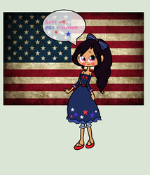 Size: 640x748 | Tagged: safe, artist:obeliskgirljohanny, oc, oc only, oc:strawberry rose, human, 4th of july, american flag, american independence day, humanized, independence day, patriotic, solo
