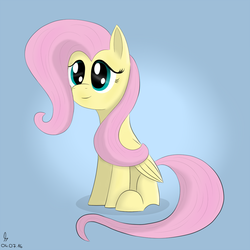 Size: 1080x1080 | Tagged: safe, artist:andelai, fluttershy, g4, female, sitting, solo