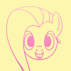 Size: 1772x1772 | Tagged: safe, fluttershy, pony, g4, bust, female, happy, lineart, looking at you, portrait, simple background, solo