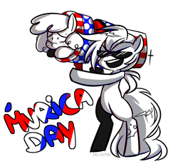 Size: 1024x942 | Tagged: safe, artist:sallylapone, oc, oc only, earth pony, pony, 4th of july, american independence day, bipedal, pony cannonball, rocket launcher, sunglasses, this will end in tears and/or death