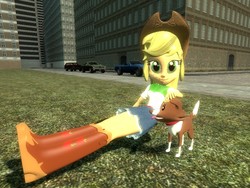 Size: 1024x768 | Tagged: safe, artist:sonic5421, applejack, winona, equestria girls, g4, 3d, gmod