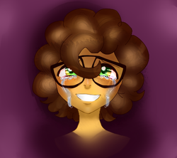 Size: 432x383 | Tagged: safe, artist:ari090, cheese sandwich, equestria girls, g4, ambiguous gender, crying, glasses, sad, smiling, solo