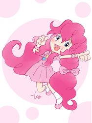 Size: 480x640 | Tagged: safe, artist:kokosac, pinkie pie, human, g4, cute, female, humanized, open mouth, smiling, solo