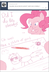 Size: 651x961 | Tagged: safe, artist:speccysy, pinkie pie, ask fluttershy and pinkie pie, g4, :3, comic, drawing, female, solo