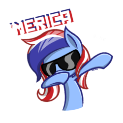 Size: 2400x2400 | Tagged: safe, artist:malphee, oc, oc only, oc:america pony, dab, high res, murica, simple background, solo, sunglasses, transparent background