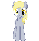 Size: 128x133 | Tagged: safe, artist:onil innarin, derpibooru exclusive, derpy hooves, pegasus, pony, animated, c:, female, looking at you, mare, pixel art, simple background, solo, transparent background, wip