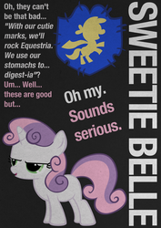 Size: 2480x3508 | Tagged: safe, artist:skeptic-mousey, sweetie belle, g4, female, poster, quote, solo, typography