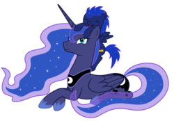 Size: 6900x4800 | Tagged: safe, artist:yanoda, princess luna, oc, oc:night thunder, alicorn, pegasus, pony, g4, absurd resolution, duo, simple background, size difference, transparent background