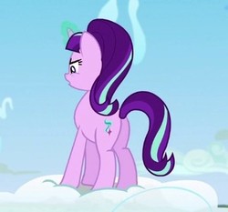 Size: 346x322 | Tagged: safe, screencap, starlight glimmer, pony, g4, the cutie re-mark, butt, cloud walking spell, cropped, female, mare, plot