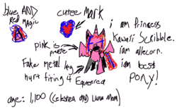 Size: 742x462 | Tagged: safe, artist:chopsticks, oc, oc only, oc:princess kawaii scribble, alicorn, pony, alicorn oc, color, joke oc, solo