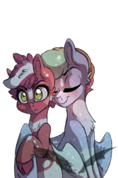 Size: 892x1338 | Tagged: safe, artist:perspicaciouspegasus, oc, oc only, cloven hooves, nuzzling, simple background, transparent background